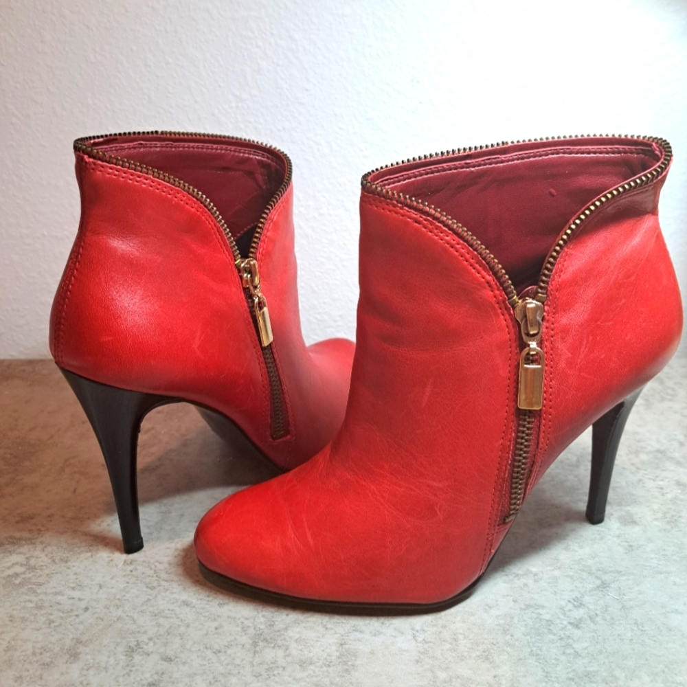 Red ankle boots